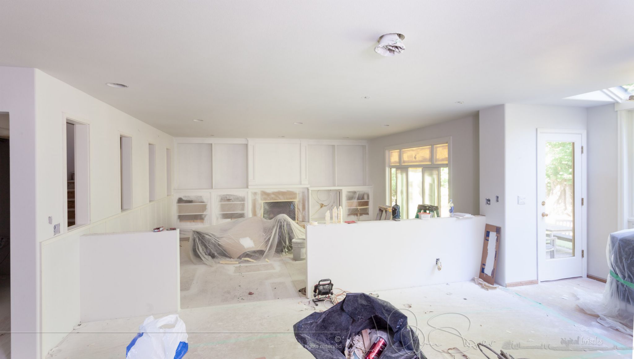 Looking from the kitchen to family room