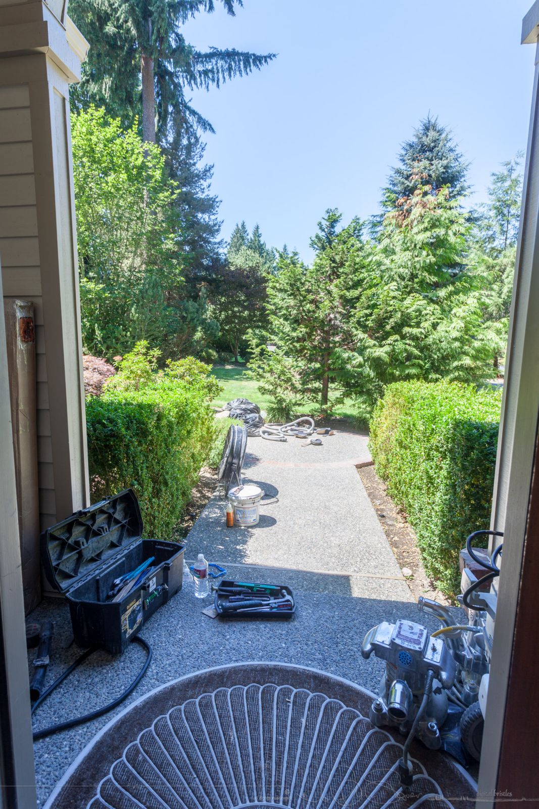 Lots of tools and such in the front walkway